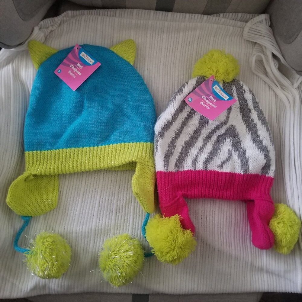 NWT Pair of Creatology Kid’s Knit Hats Winter Cute Ears Beanie 3+